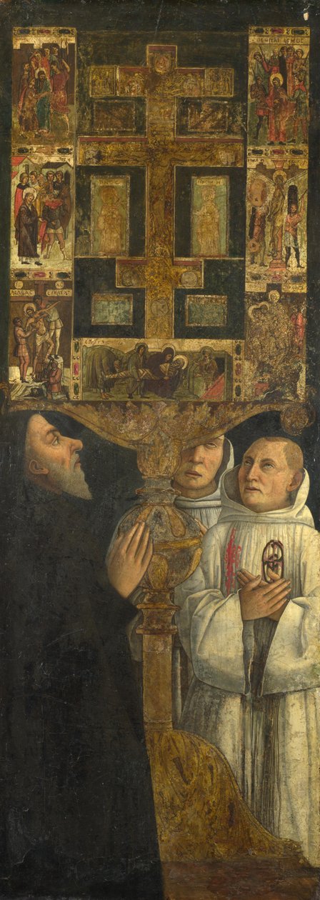 Kardinal Bessarion och två medlemmar av Scuola della Carità i bön med Bessarions relikvier, ca. 1473 av Gentile Bellini