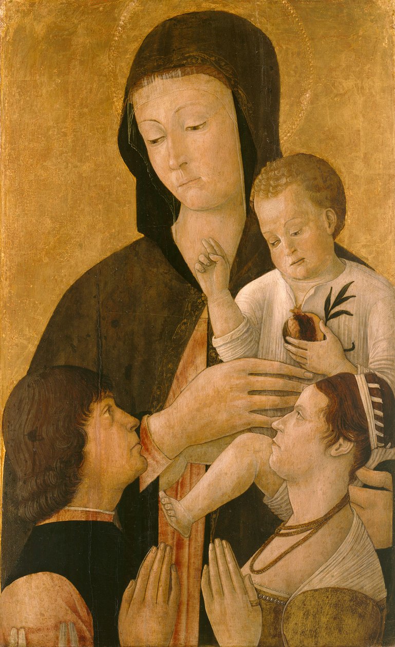 Tyska: Maria mit dem Kind und einem Stifterpaar Madonna med barn och två donatorer av Gentile Bellini