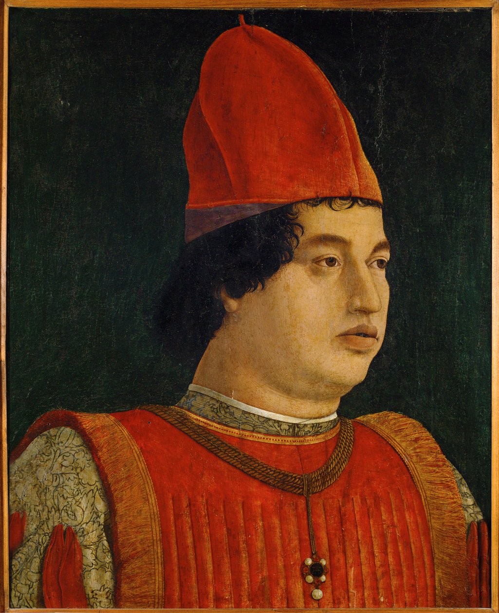 Gianfrancesco Gonzaga, markgreve, regent av Mantua ... (olja på trä) av Gentile Bellini