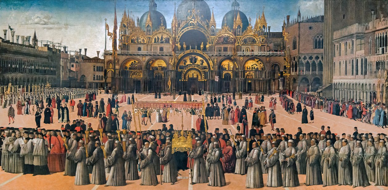 Procession på Piazza San Marco i Venedig, 1496. av Gentile Bellini