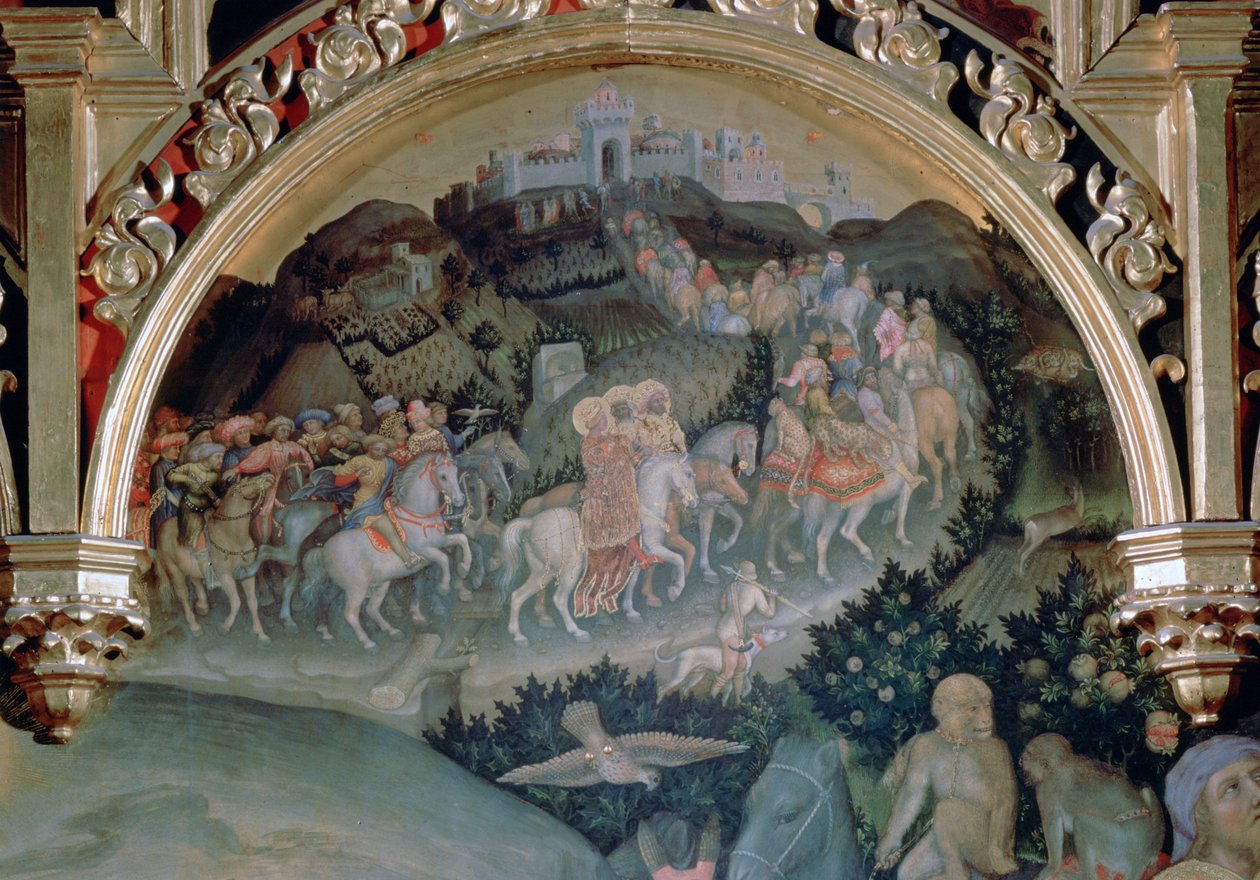 Tillbedjan av Magi Strozzi-altartavlan, detalj, 1423 av Gentile da Fabriano