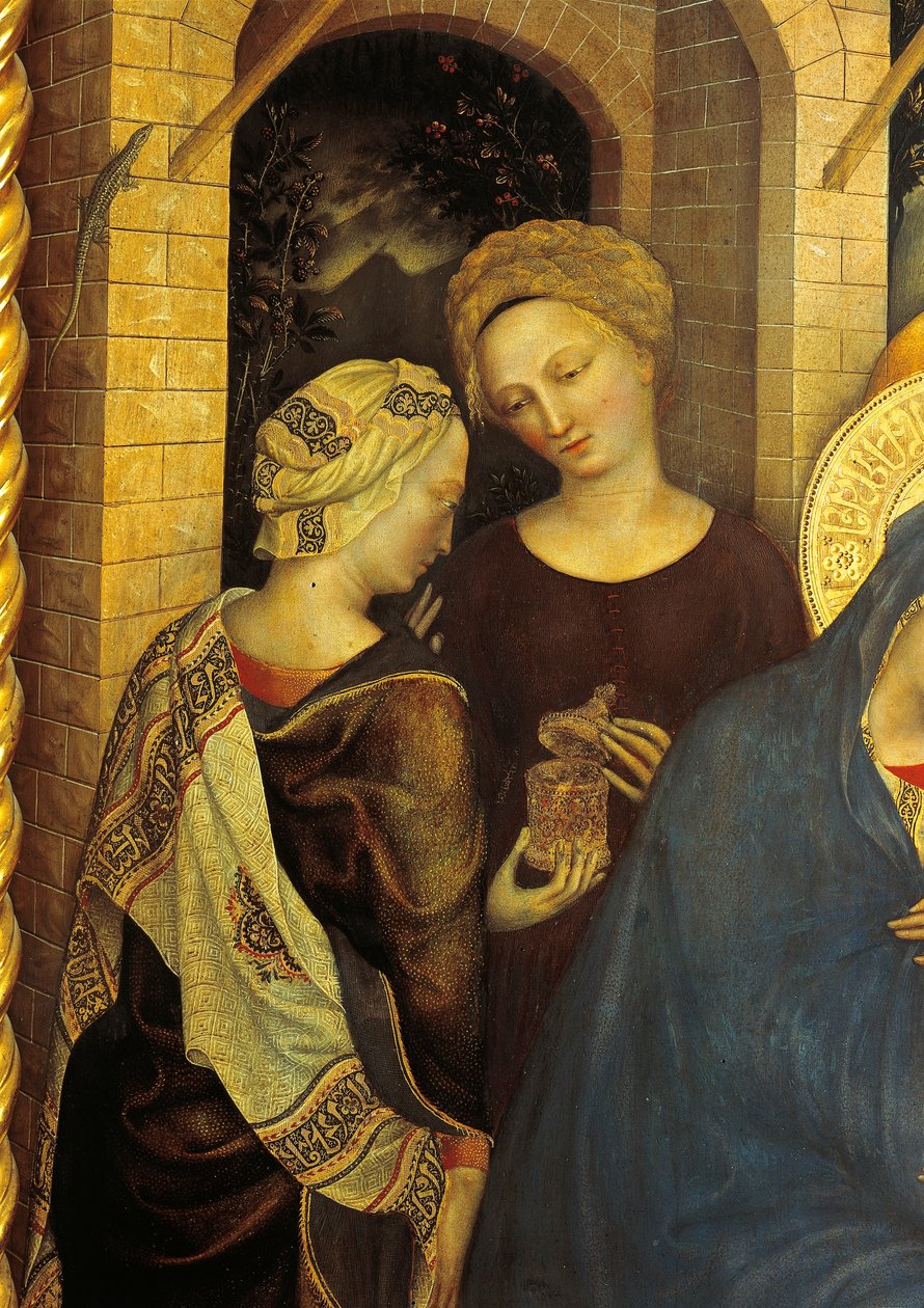 Tillbedjan av tjänarnas detalj av Magi av Gentile da Fabriano