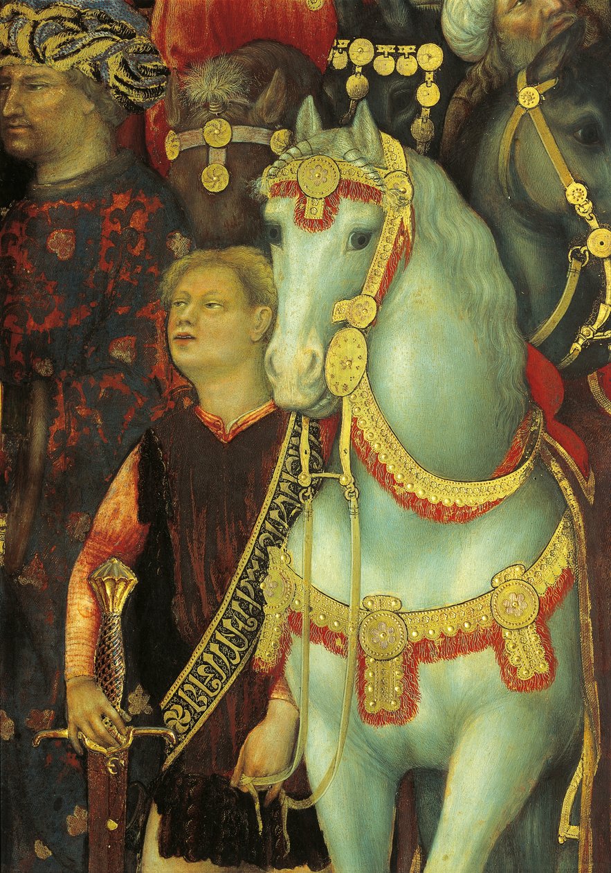 The Adoration of the Magi, detalj av hästar av Gentile da Fabriano
