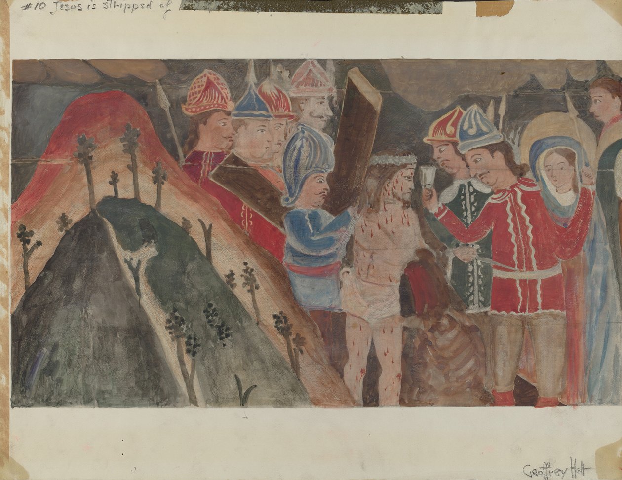 Korsets station nr 10: Jesus tas av sina kläder, ca. 1936. av Geoffrey Holt