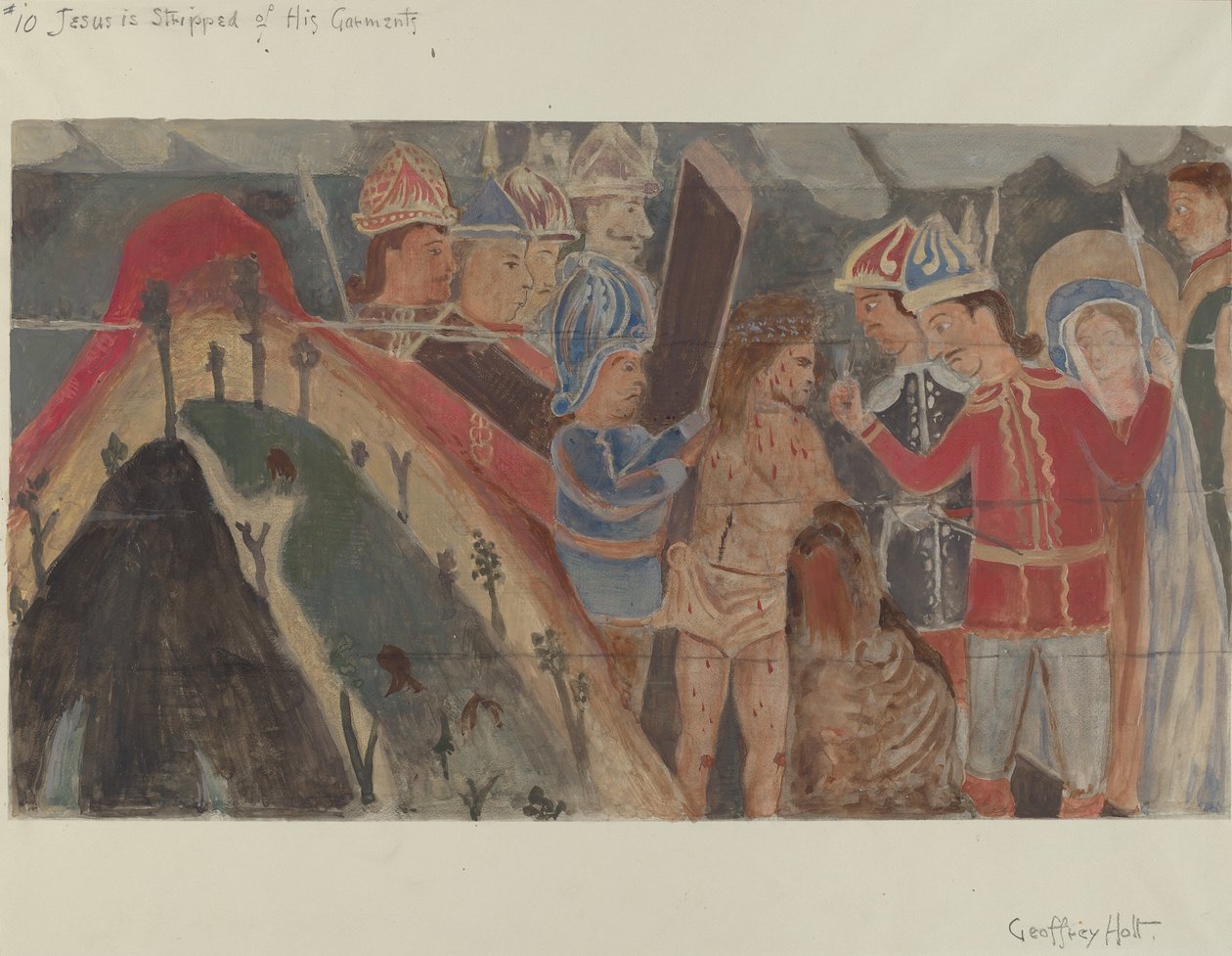 Korsets station nr 10: Jesus tas av sina kläder, ca. 1936. av Geoffrey Holt