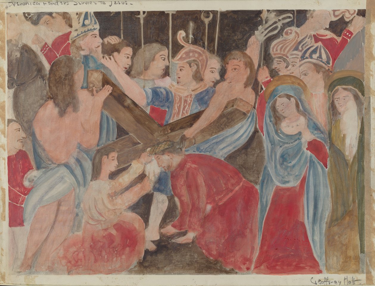 Korsets station nr 6: Veronica gör tjänst åt Jesus, ca. 1936. av Geoffrey Holt