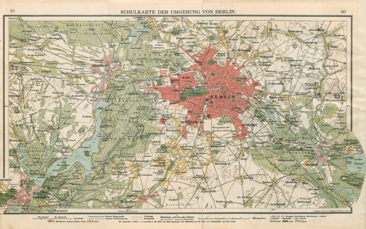 Skolkarta över området runt Berlin av Geographische Anstalt von Velhagen und Klasing