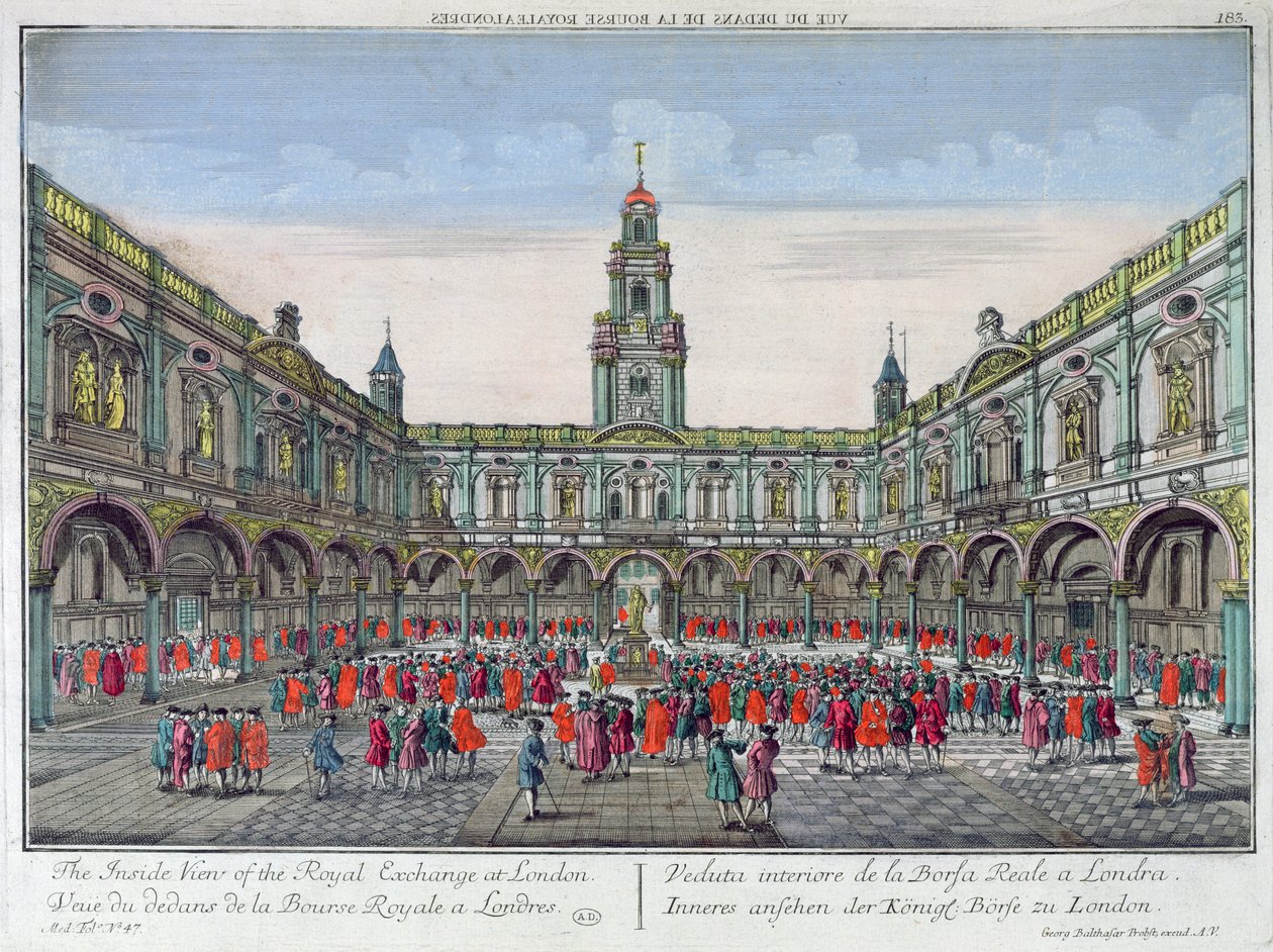 Insidan av Royal Exchange, London av Georg Balthasar Probst