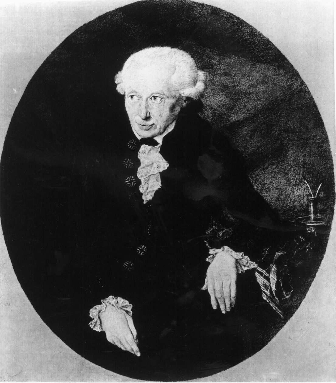 Porträtt av Emmanuel Kant (1724-1804), utgiven av F. Bruckmann, 1905 (mezzotint) av Georg Dobler
