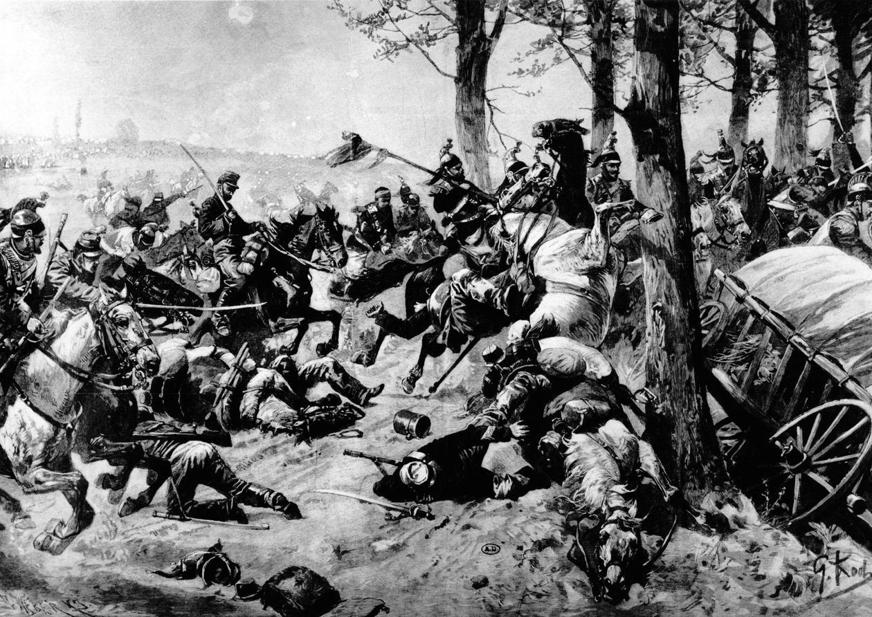 De franska pansarkavalleristerna anfaller vid slaget vid Sedan den 1 september 1870 av Georg Koch