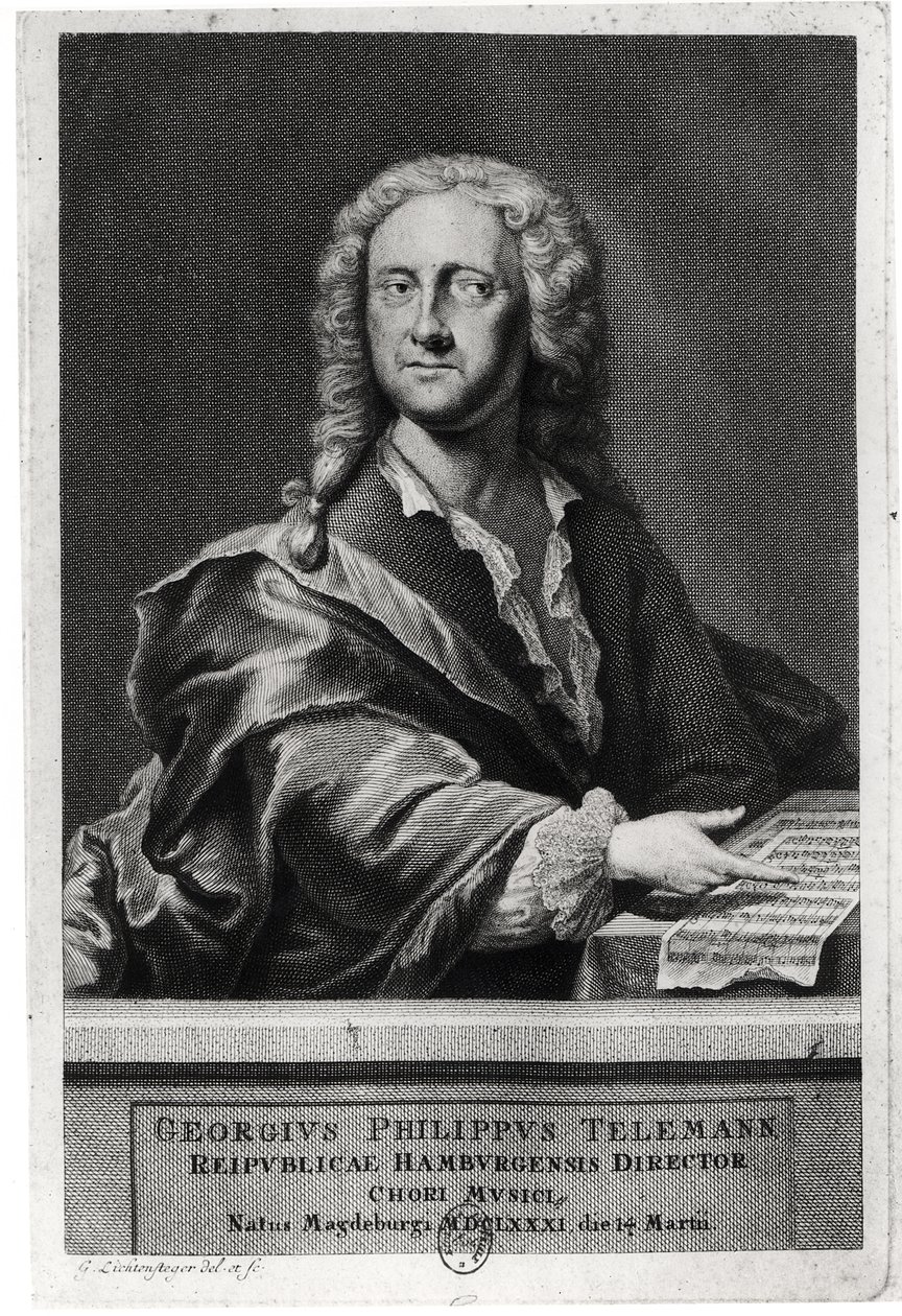 Porträtt av Georg Philipp Telemann (1681-1757) av Georg Lichtensteger