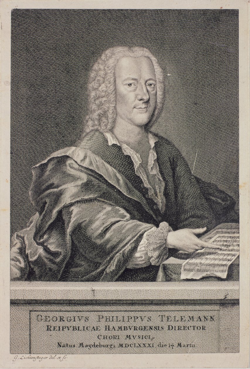 Porträtt av Georg Philipp Telemann (1681-1757) av Georg Lichtensteger