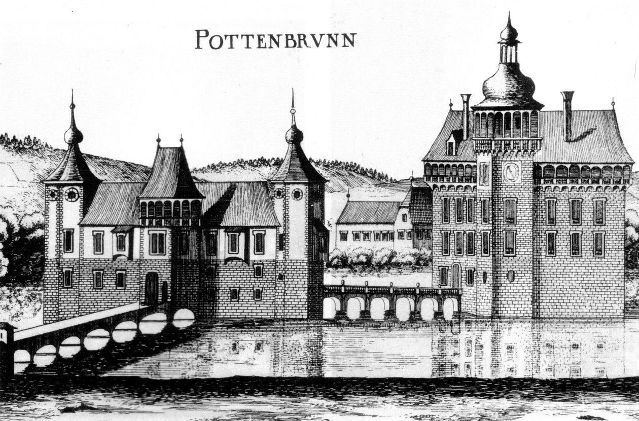 Das Schloss Pottenbrunn in einem Stich von Georg Matthäus Vischer von 1672 av Georg Matthaus Vischer