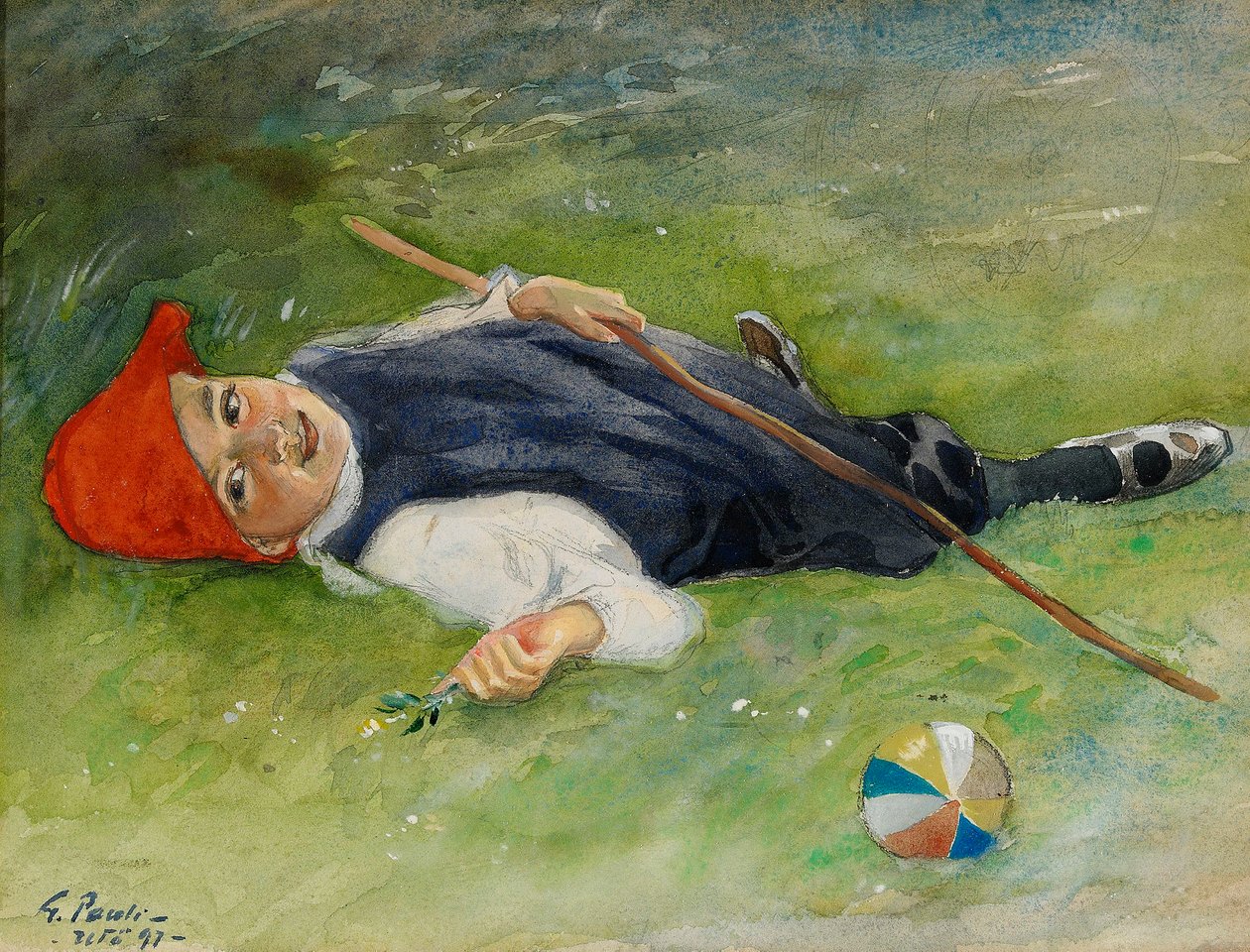Goran i grongrasetGoran in the green grass av Georg Vilhelm Pauli
