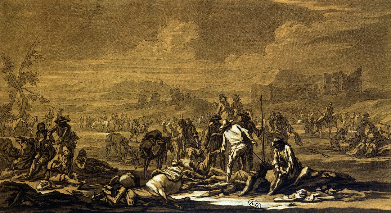 Efter slaget, 1695, graverad av Christian Rugendas (1708-81) c.1740 av Georg Philipp I Rugendas