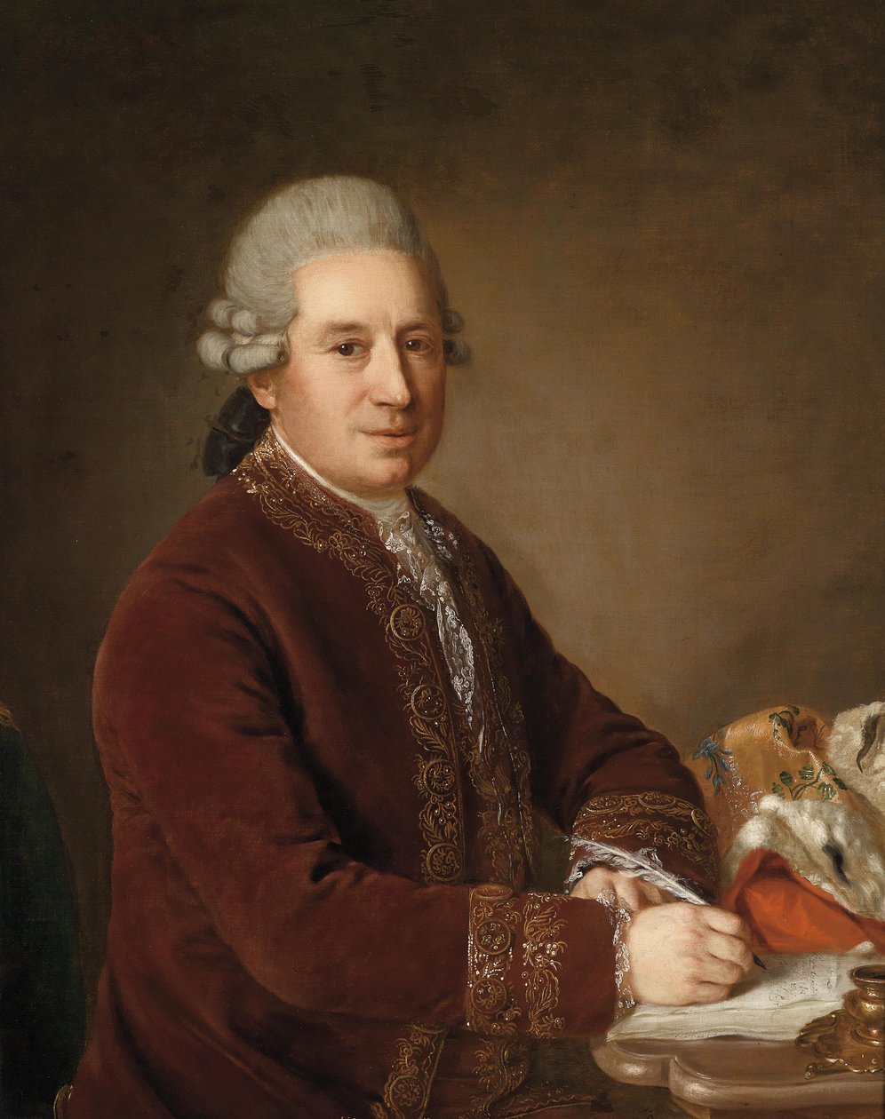 Porträtt av en österrikisk aristokrater vid skrivbordet av Johann Georg Weikert