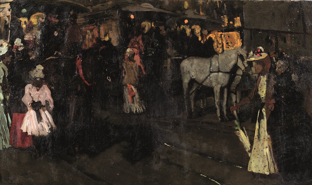 En söndagskväll vid Dam, Amsterdam, ca 1895 (olja på duk) av Georg Hendrik Breitner