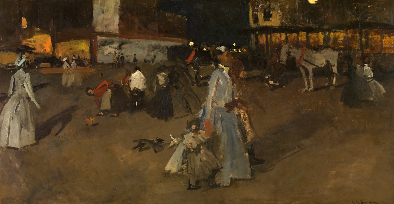 En kväll på Amsterdams dammen (olja på duk) av Georg Hendrik Breitner