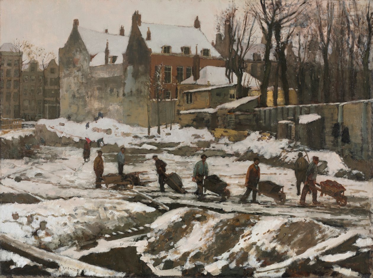 Byggarbetsplats i Amsterdam, ca 1902 (olja på tyg) av Georg Hendrik Breitner