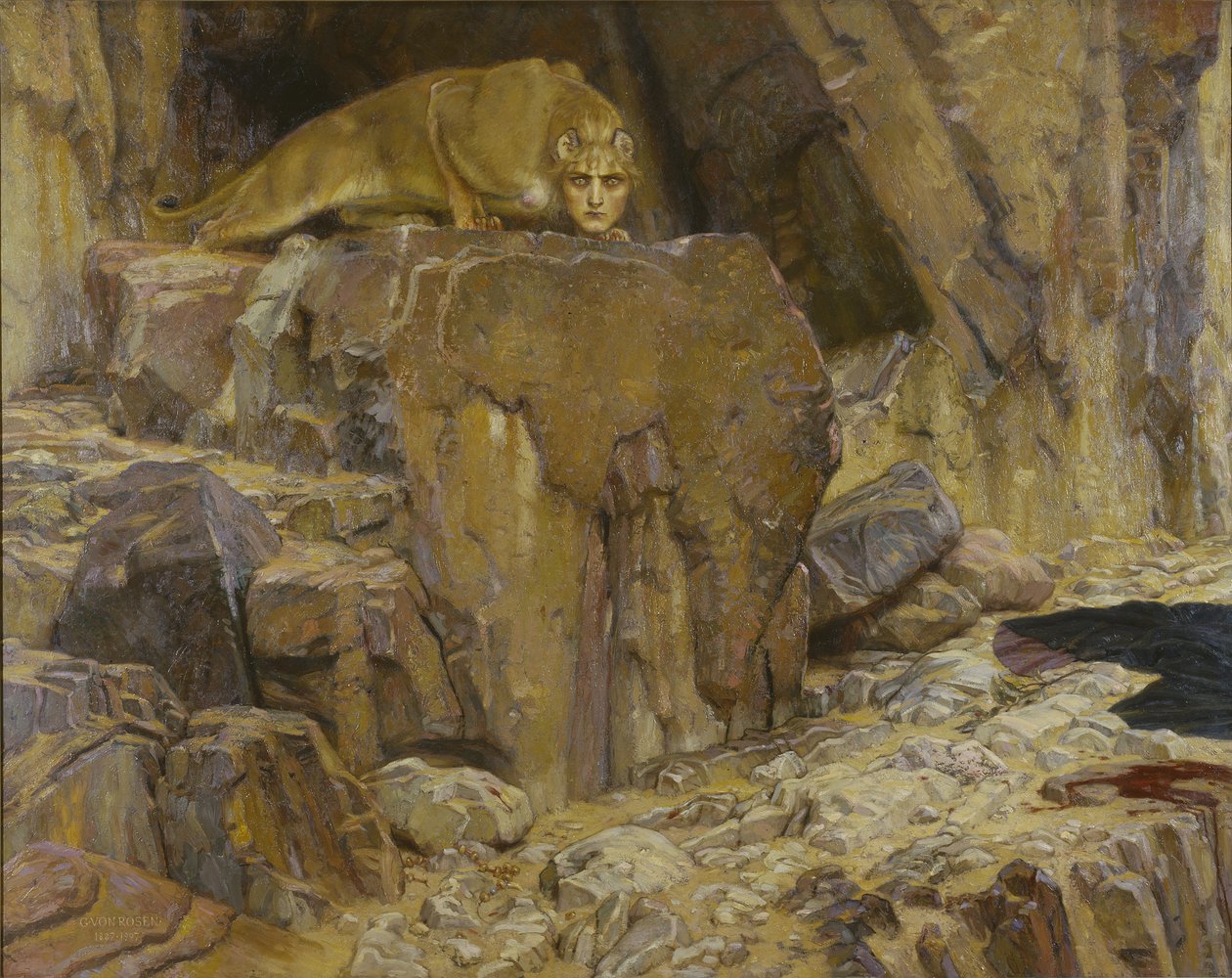 Le sfinxen - Sfinxen, av Rosen, Georg von (1843-1923). Olja på duk av Georg  Rosen