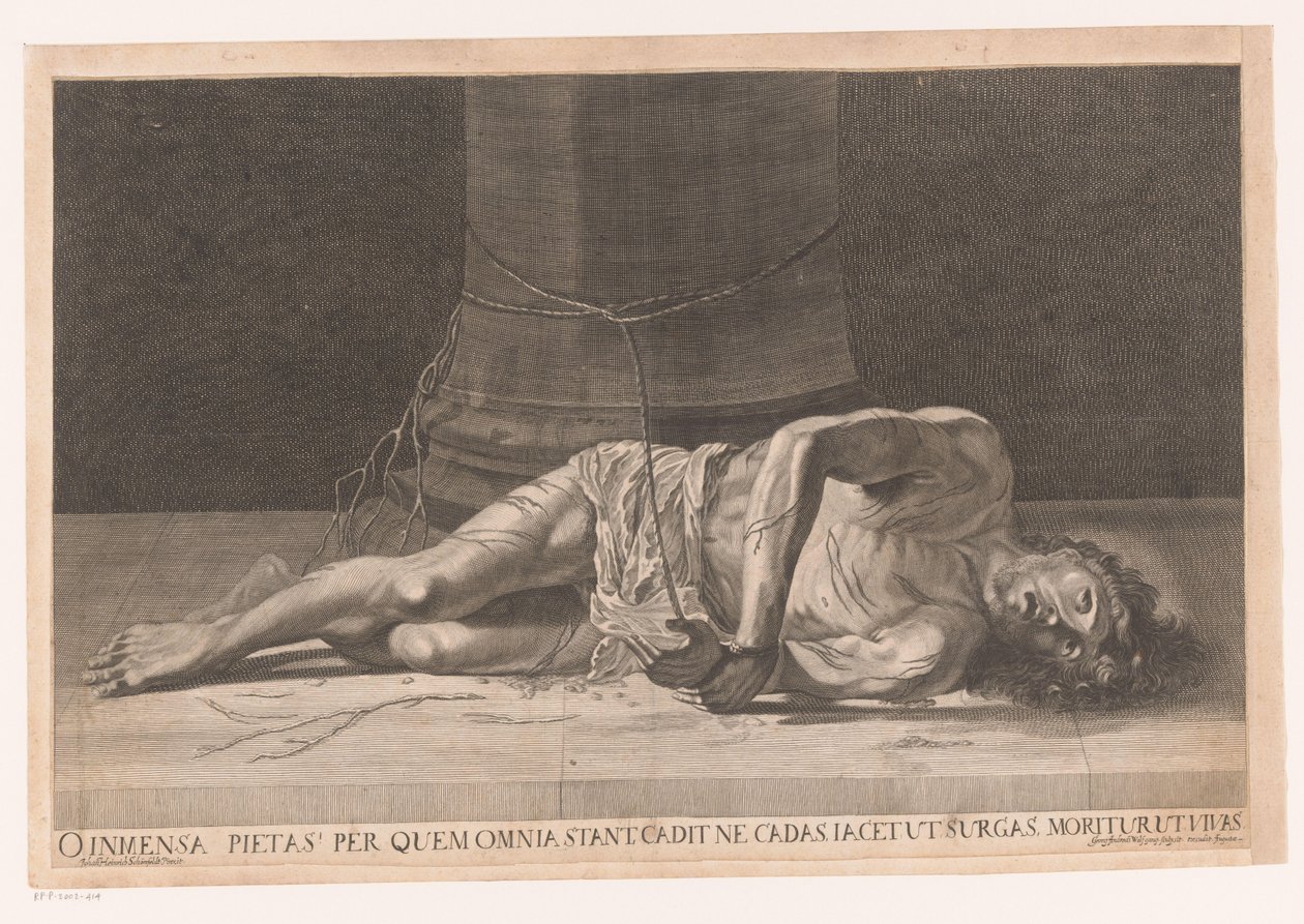 Christ na de geseling O oerhörda barmhärtighet som allt står vid, faller så att du inte faller, lägger dig så att du kan resa dig, dör så att du får leva (titel på föremål) av Georg Andreas Wolfgang