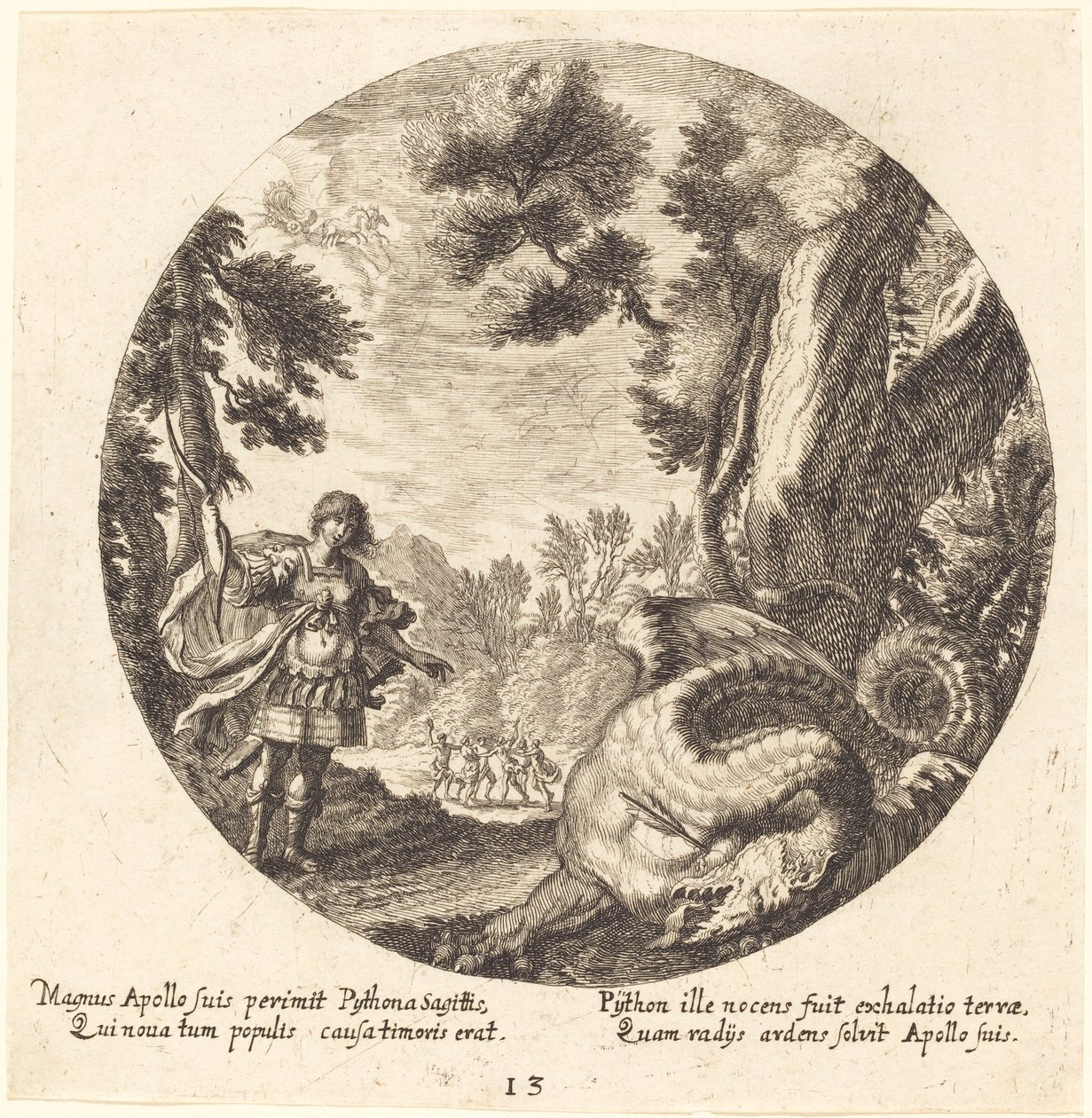 Apollo dödar pytonen av Georg Andreas Wolfgang the Elder