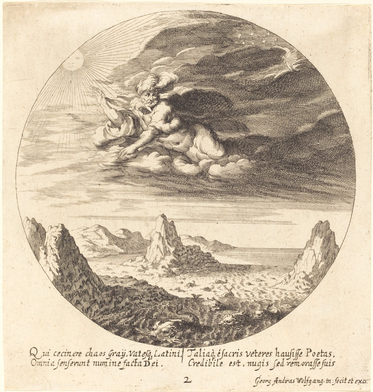 Gud skapar ordning från kaos av Georg Andreas Wolfgang the Elder