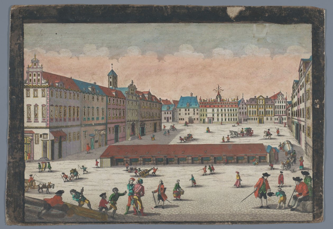 Utsikt över Salttorget i Wroclaw sett från söder Der Saltz Ring, oder Plaz in Breslau gegen Mittag anzusehen (titel på objekt) av Georg Balthasar Probst (possibly)