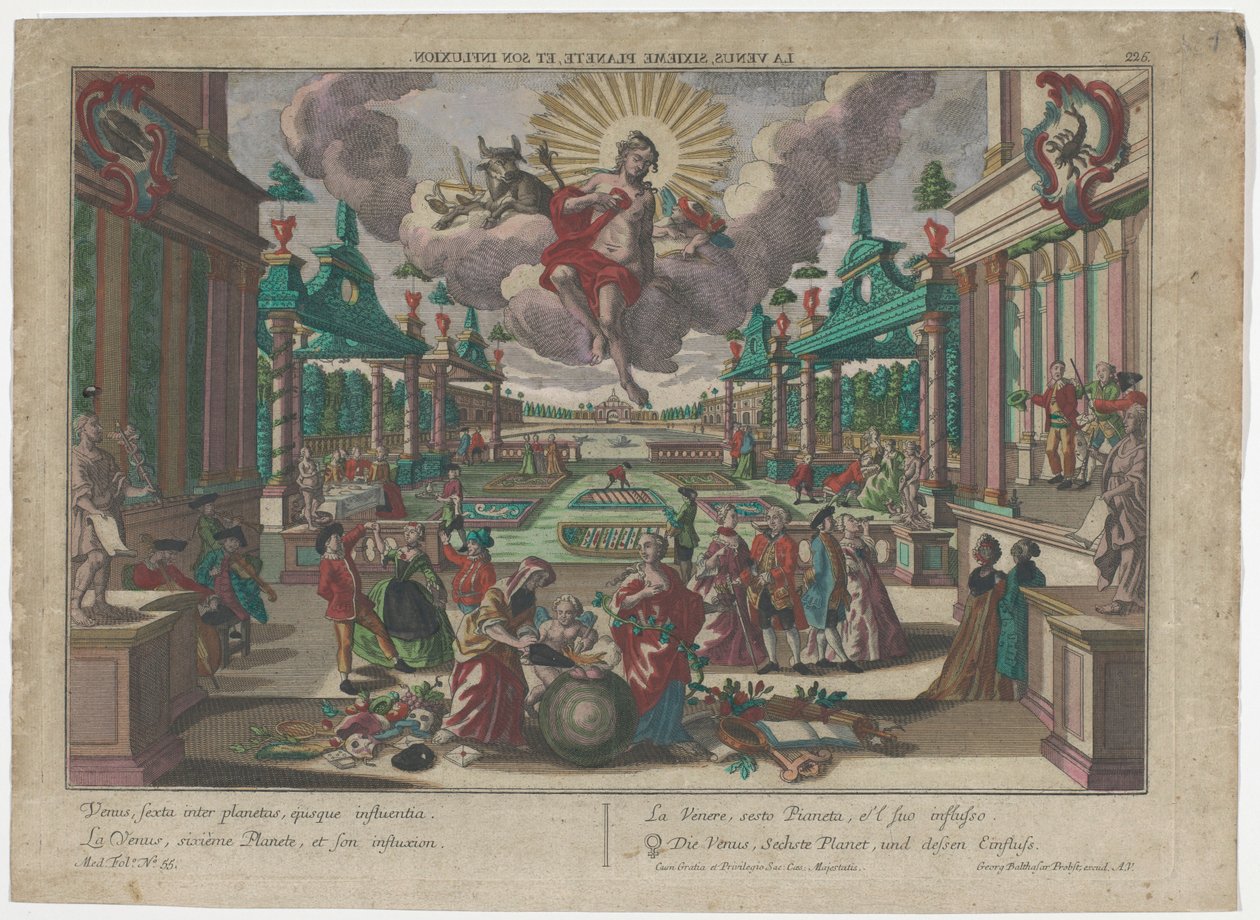 Allegori över planeten Venus Venus, sjätte planeten och dess inflytande (titel på objekt) Planeter (serietitel) av Georg Balthasar Probst