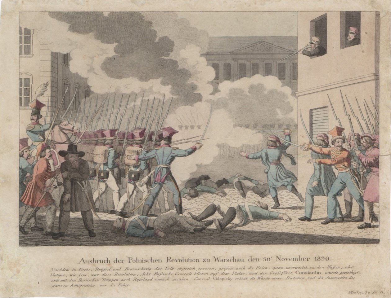 Utbrottet av den polska revolutionen i Warszawa i november 1830 av Georg Benedikt Wunder