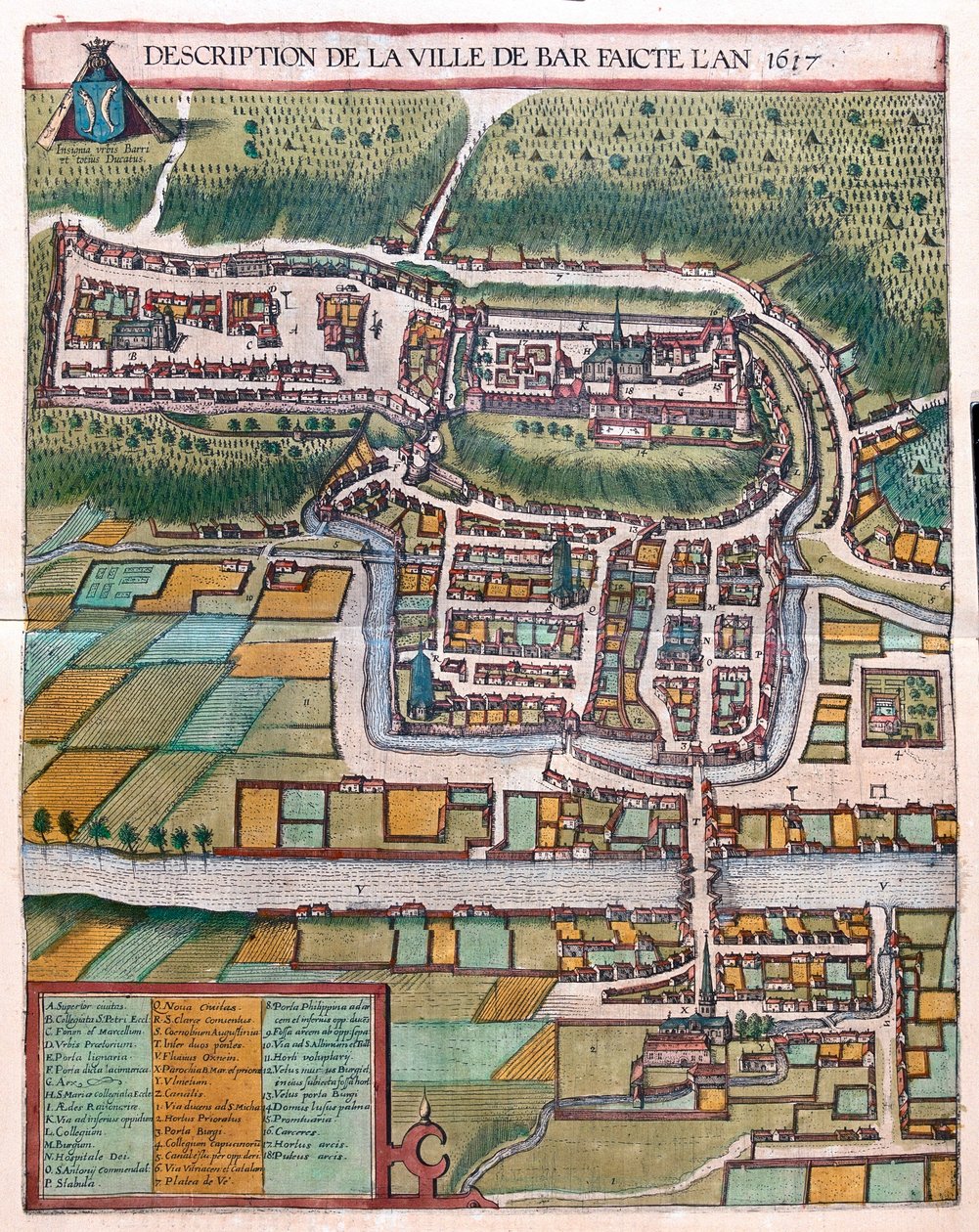 Bar le Duc, Frankrike - i "Civitates Orbis Terrarum" av Georg Braun, Köln 1617 av Georg Braun