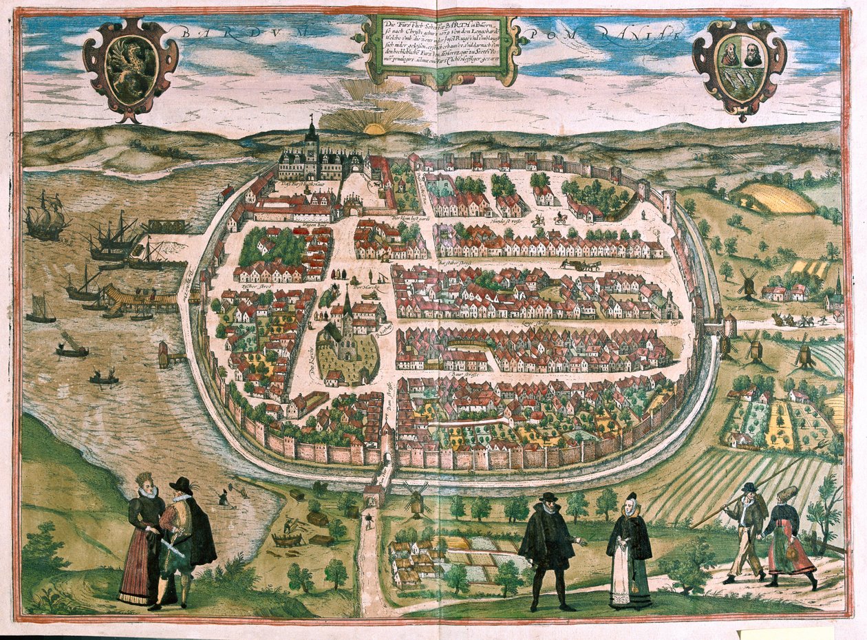 Barth i Pommern, Tyskland - i "Civitates Orbis Terrarum" av Georg Braun, Köln 1617 av Georg Braun