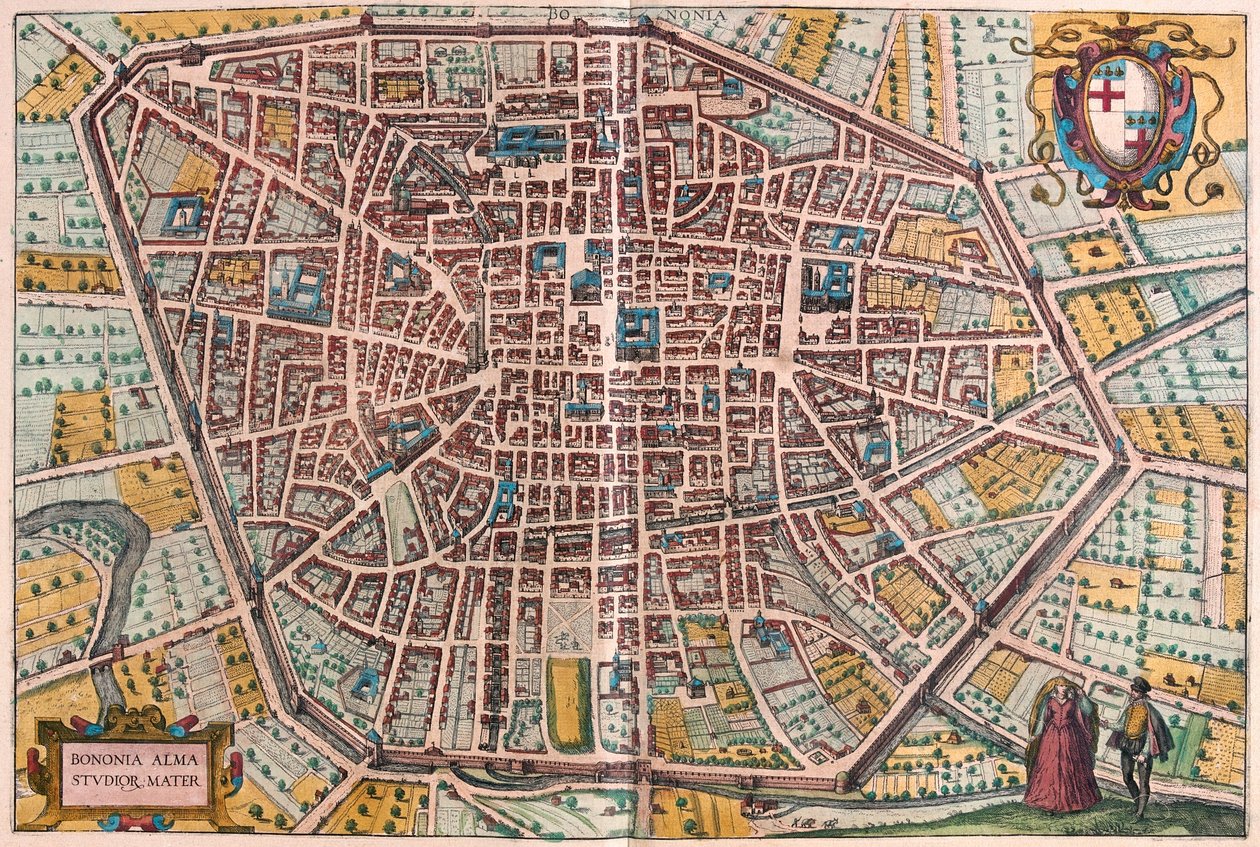 Bologna, Italien - i "Civitates Orbis Terrarum" av Georg Braun, Köln 1617 av Georg Braun