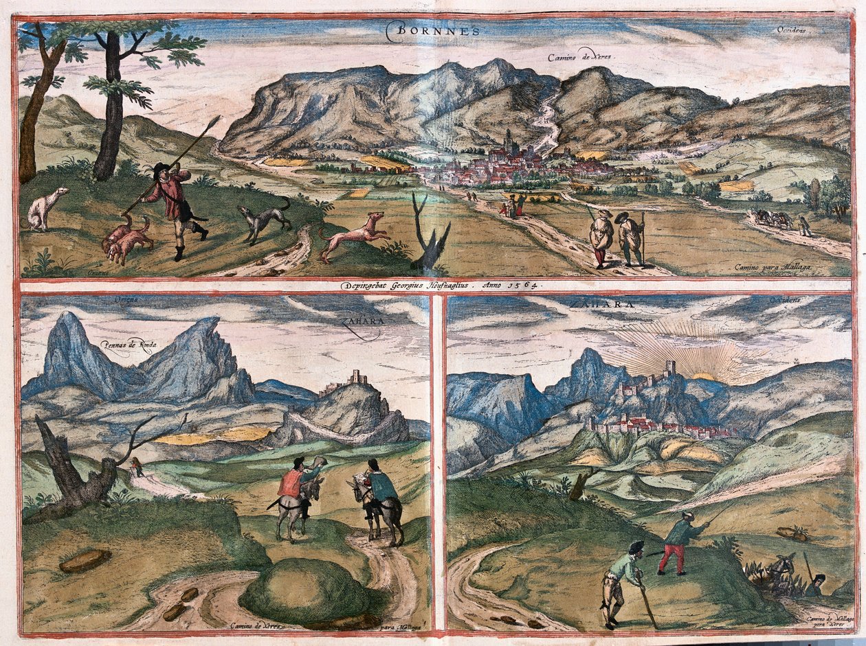Bornes, Zahara, Spanien - i "Civitates Orbis Terrarum" av Georg Braun, Köln 1617 av Georg Braun