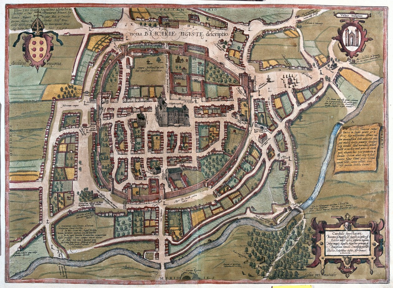 Braga, Portugal - i "Civitates Orbis Terrarum" av Georg Braun, Köln 1617 av Georg Braun