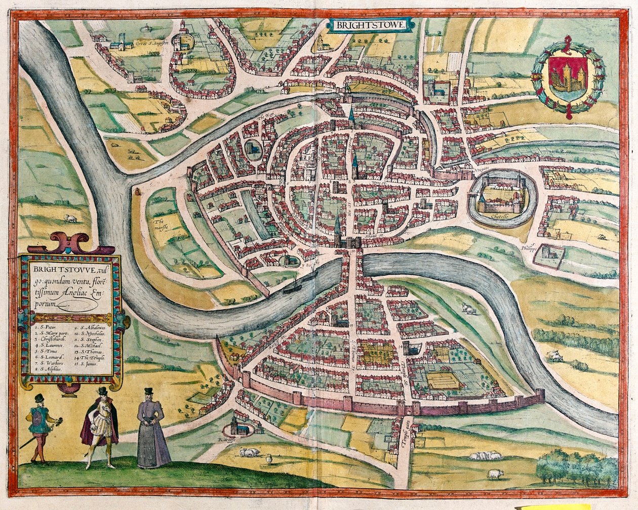 Bristol - Storbritannien, i "Civitates Orbis Terrarum" av Georg Braun, Köln 1617 av Georg Braun