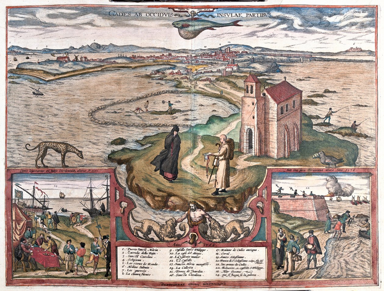 Cadice, Spanien - i "Civitates Orbis Terrarum" av Georg Braun, Köln 1617 av Georg Braun