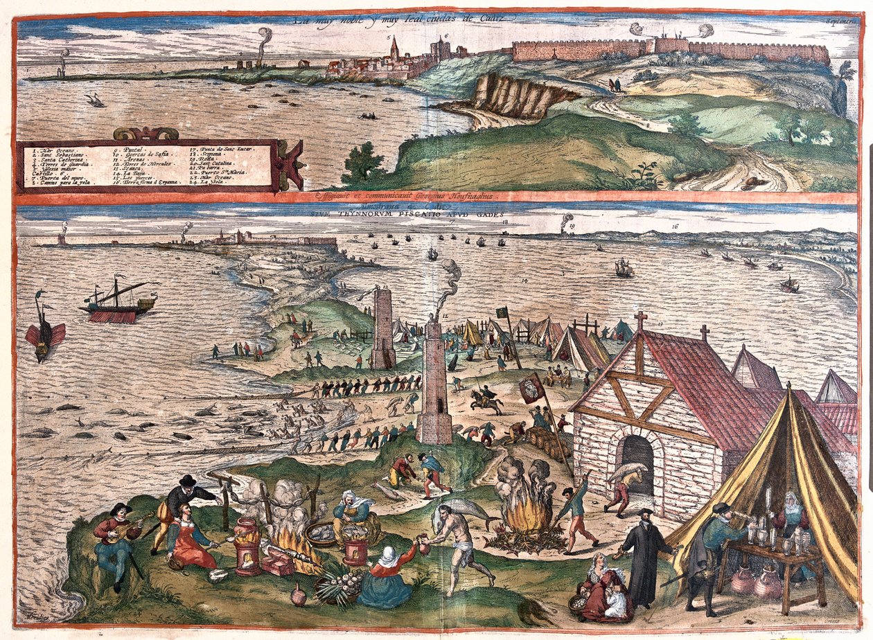Cadice, Spanien - i "Civitates Orbis Terrarum" av Georg Braun, Köln 1617 av Georg Braun