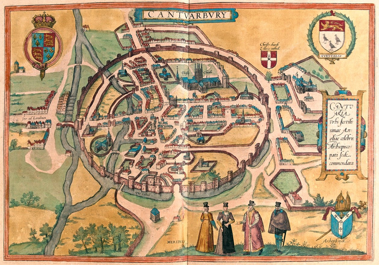 Canterbury, England - i "Civitates Orbis Terrarum" av Georg Braun, Köln 1617 av Georg Braun