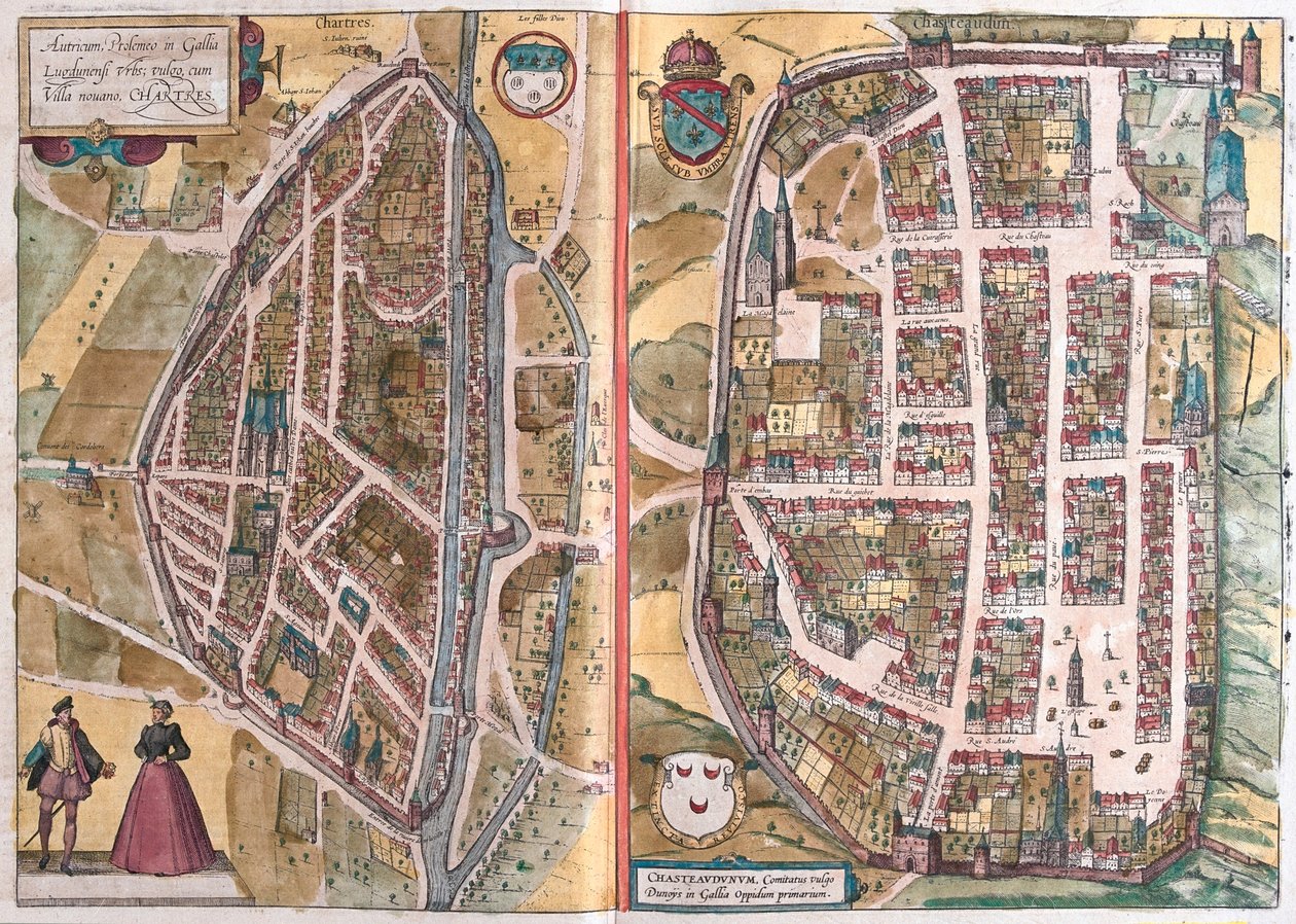 Chartres, Frankrike, i "Civitates Orbis Terrarum" av Georg Braun, Köln 1617, av Georg Braun