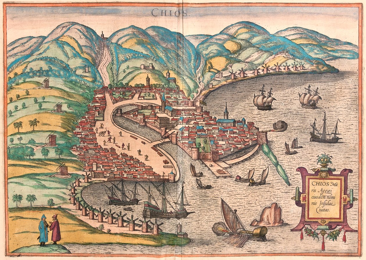 Chios, Grekland - i "Civitates Orbis Terrarum" av Georg Braun, Köln 1617 av Georg Braun