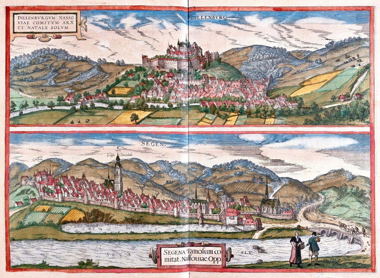 Dillenburg - Siegen, Tyskland - i "Civitates Orbis Terrarum" av Georg Braun, Köln 1617 av Georg Braun