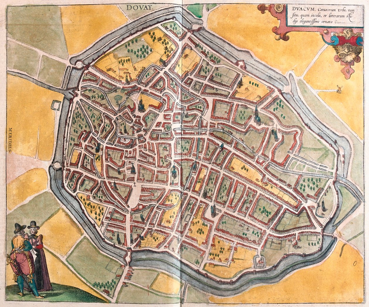 Dovai,Frankrike, i "Civitates Orbis Terrarum" av Georg Braun, Köln 1617 av Georg Braun