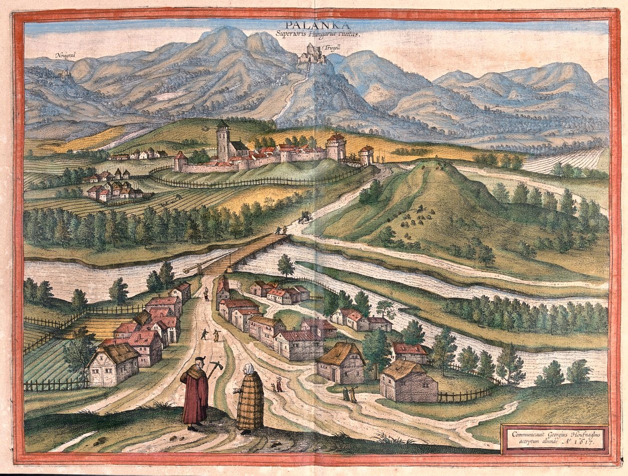 Drégelypalank, Ungern - i "Civitates Orbis Terrarum" av Georg Braun, Köln 1617 av Georg Braun