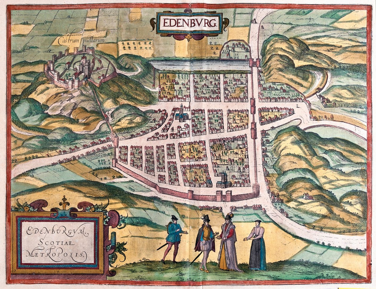 Edinburg - Skottland,i "Civitates Orbis Terrarum" av Georg Braun, Köln 1617 av Georg Braun