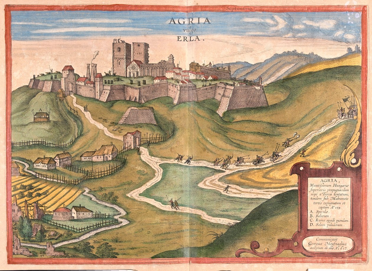 Eger, Ungern - i "Civitates Orbis Terrarum" av Georg Braun, Köln 1617 av Georg Braun