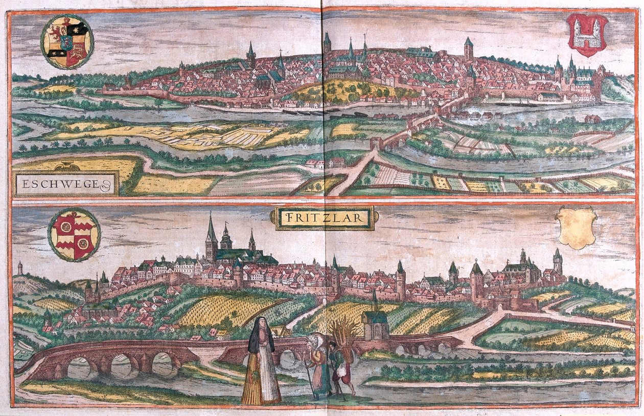Eschwege och Fritzlar, Tyskland - i "Civitates Orbis Terrarum" av Georg Braun, Köln 1617 av Georg Braun