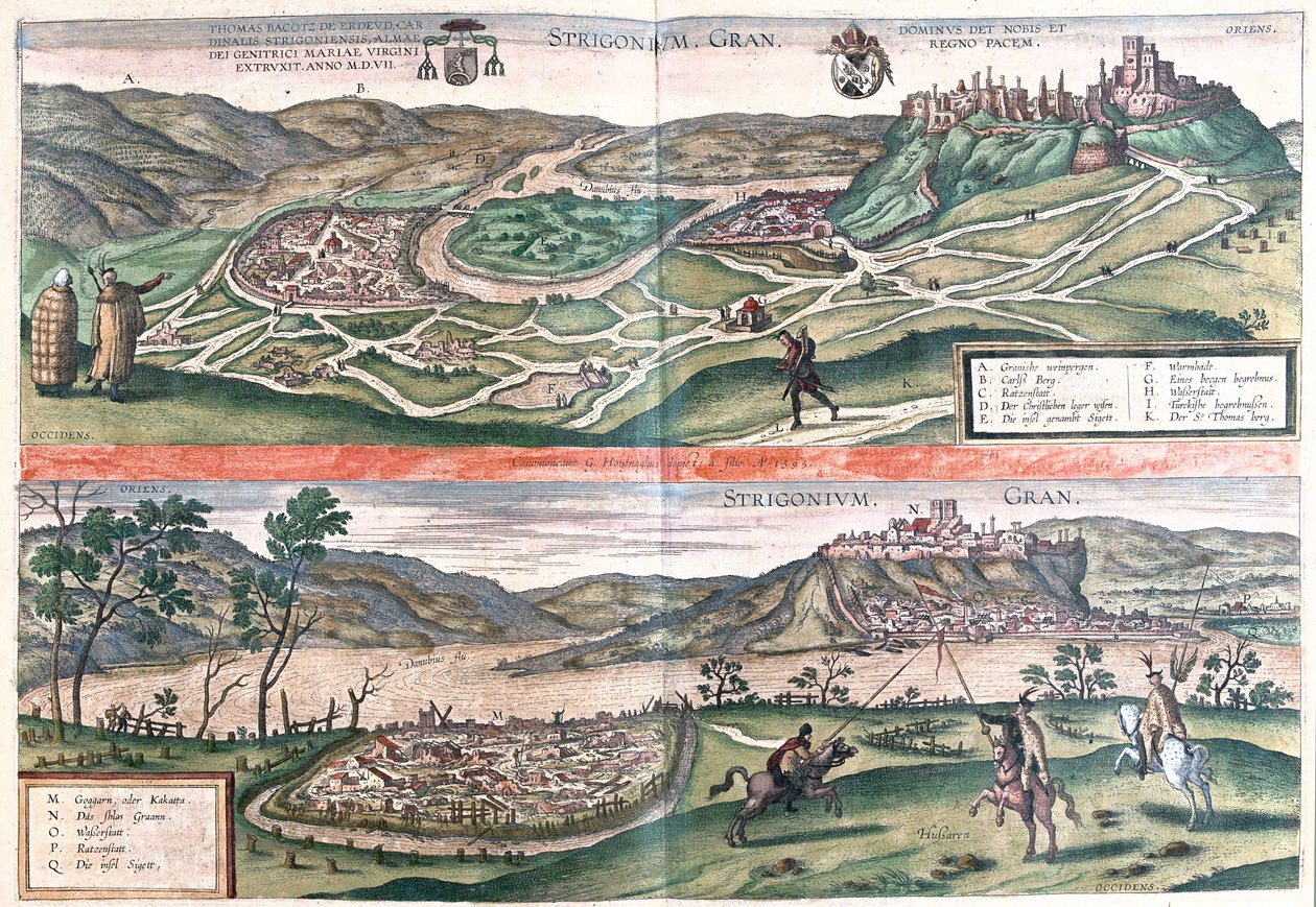 Esztergom, Ungern - i "Civitates Orbis Terrarum" av Georg Braun, Köln 1617 av Georg Braun