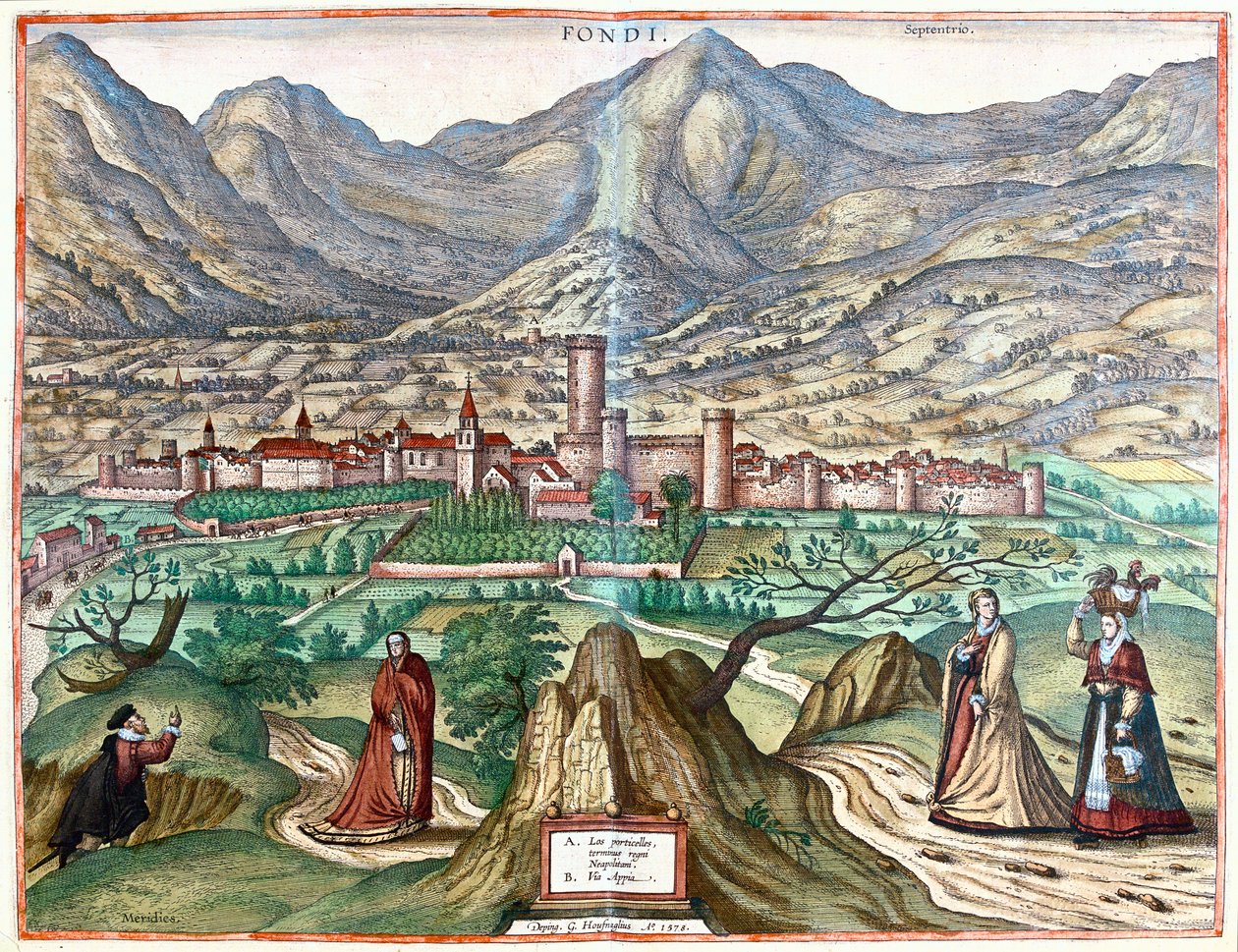 Fondi (romerskt land), Italien - i "Civitates Orbis Terrarum" av Georg Braun, Köln 1617 av Georg Braun