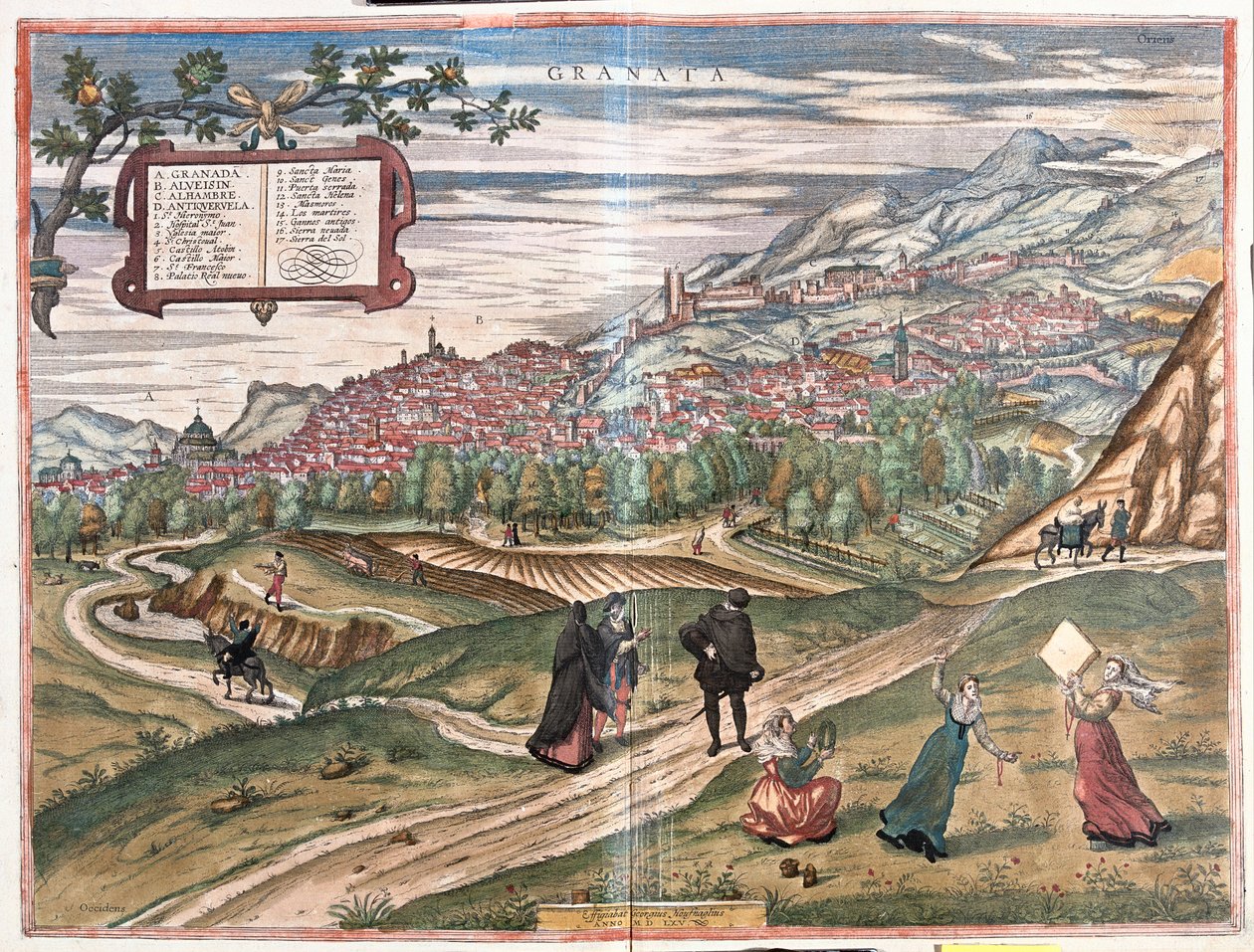 Granada, Spanien - i "Civitates Orbis Terrarum" av Georg Braun, Köln 1617 av Georg Braun